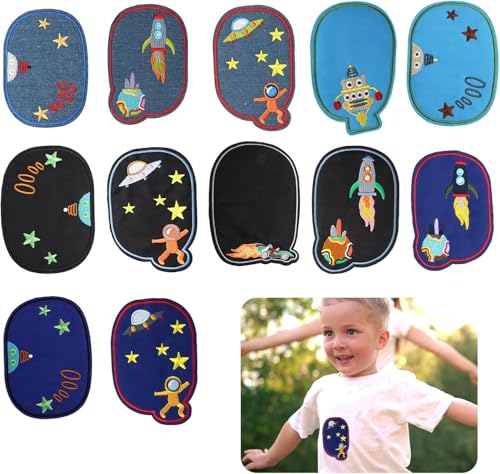 12 Stück Patches zum Aufbügeln,Flicken Zum Aufbügeln,Stoffe Zum Nähen Kinder,Kinder Bügelaufkleber Kleidung,Reparatur von Löchern,Taschen, Jeans, T-Shirts, Bügelflicken für Rucksäcke,Jacken,Kleidung von Dumhuts