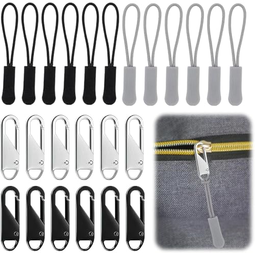 24 Stück Reißverschluss Anhänger Zipper Ersatz für Koffer, Rucksack, Stiefel, Jacken - Einfache Handhabung von Dumhuts