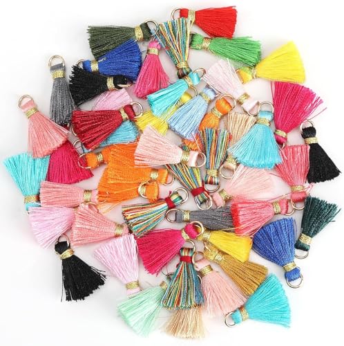 50 Stück Mini Handgemachte Baumwolle Quaste Anhänger - Bunte Troddel Quasten für DIY Schmuck und Bastelprojekte - Vielseitig einsetzbar 50 Stück Mini Handgemachte Baumwolle Quaste Anhänger - Bunte Troddel Quasten für DIY Schmuck und Bastelprojekte - Vielseitig einsetzbar von Dumhuts