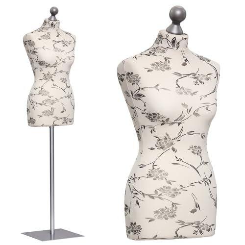 DummyDoll Schneiderpuppe weiblich Größe 40/42, Überzug Creme Schwarze Blumen, Fuß Metallplatte + Knauf Silber DummyDoll Schneiderpuppe weiblich Größe 40/42, Überzug Creme Schwarze Blumen, Fuß Metallplatte + Knauf Silber von DummyDoll