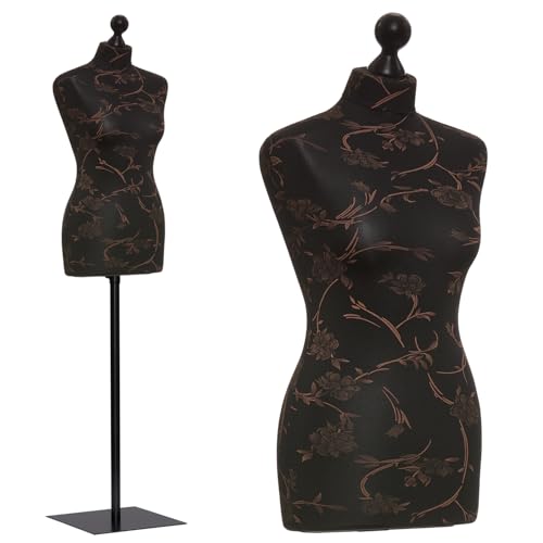 DummyDoll Schneiderpuppe weiblich Größe 40/42, Überzug schwarz braune Blumen, Fuß Metallplatte + Knauf schwarz DummyDoll Schneiderpuppe weiblich Größe 40/42, Überzug schwarz braune Blumen, Fuß Metallplatte + Knauf schwarz von DummyDoll