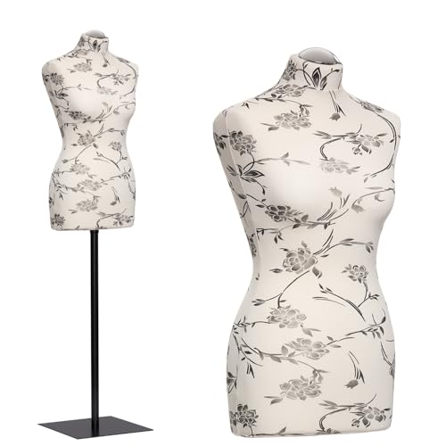 DummyDoll Schneiderpuppe weiblich Größe 46/48, Überzug Creme Schwarze Blumen, Fuß Metallplatte schwarz + Kappe DummyDoll Schneiderpuppe weiblich Größe 46/48, Überzug Creme Schwarze Blumen, Fuß Metallplatte schwarz + Kappe von DummyDoll