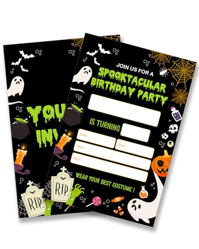 Dumyum Halloween Geburtstagseinladungen, 20 gruselige Geburtstagskostüm-Partyeinladungen mit Umschlägen, doppelseitig Dumyum Halloween Geburtstagseinladungen, 20 gruselige Geburtstagskostüm-Partyeinladungen mit Umschlägen, doppelseitig von Dumyum