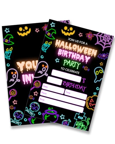 Dumyum Halloween-Geburtstagseinladungen mit Umschlägen, 20 gruselige Geisterschädel Geburtstagseinladungen für Kinder und Teenager, doppelseitig Dumyum Halloween-Geburtstagseinladungen mit Umschlägen, 20 gruselige Geisterschädel Geburtstagseinladungen für Kinder und Teenager, doppelseitig von Dumyum
