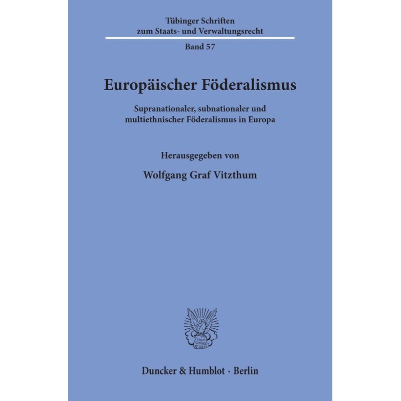 Europäischer Föderalismus. - Buch von Duncker & Humblot