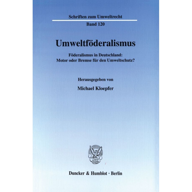 Umweltföderalismus., Kartoniert (TB) von Duncker & Humblot