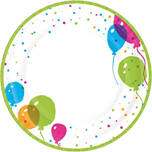 Paper+Design 192233 - Pappteller Splash Balloons, Durchmesser 22 cm, 10 Stück, beschichtet, Luftballons, Einwegteller, Papierteller, Partygeschirr, Geburtstag, Gartenparty, Servierteller von Duni