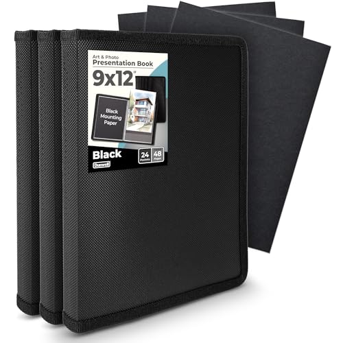 Dunwell Art Portfolio 22.9x30.5 cm große Ordner – (Schwarz, 3er-Pack), Portfolio-Mappen für Kunstwerke, Präsentationsbücher mit 22.9x30.5 cm großen Blättern, Ordner für Kinderkunst, Zeichenbuch von Dunwell
