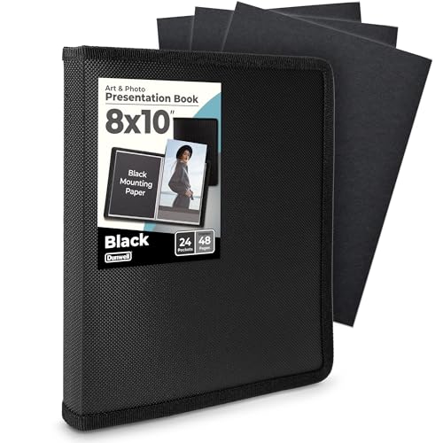 Dunwell Fotoalbum 20,3 x 25,4 cm (schwarz) mit Montagepapier, 8 x 10 Foto- & Kunst-Portfolio-Präsentationsbinder, 24 Klarsichthüllen Display 48 Seiten, professionelles Fotobuch für Porträts, von Dunwell