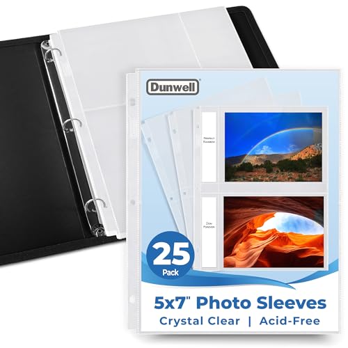 Dunwell Fotohüllen für 3-Ringbuch, 12,7 x 17,8 cm, 25 Stück, für 100 Bilder, jedes Blatt hält vier 12,7 x 17,8 cm große Bilder oder Postkarten, säurefreie Poly-Kunststoff-Fotoalbum-Nachfüllseiten Dunwell Fotohüllen für 3-Ringbuch, 12,7 x 17,8 cm, 25 Stück, für 100 Bilder, jedes Blatt hält vier 12,7 x 17,8 cm große Bilder oder Postkarten, säurefreie Poly-Kunststoff-Fotoalbum-Nachfüllseiten von Dunwell