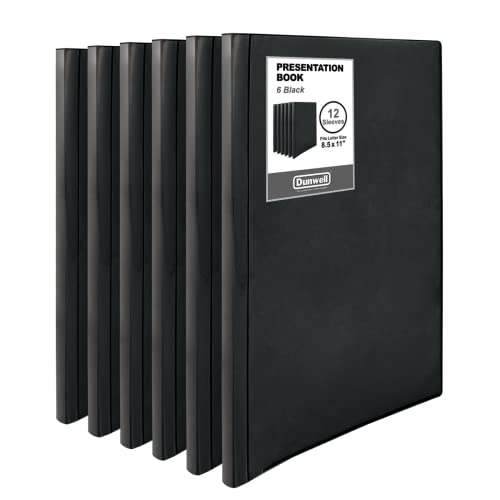 Dunwell Ordner mit Kunststoffhüllen, 12 Taschen – (6 Stück, schwarz) Präsentationsbücher 21,6 x 27,9 cm, Portfolio-Ordner mit 8,5 x 11 Blattschutzfolien, je 24 Seiten Briefgröße Dokumente, Kunstwerk von Dunwell