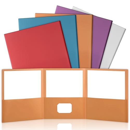 Dunzoom Dreifach gefaltete Ordner mit 3 Taschen, 21,6 x 27,9 cm, Briefformat, Kunststoff, dreifach gefaltet, 3 Taschen, Ordner für Schule, Büro, Heimbedarf (Retro), 5 Stück von Dunzoom