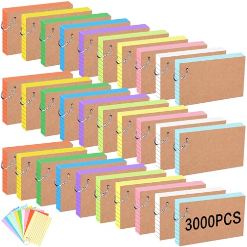 Dunzoom Farbige Karteikarten, 7,6 x 12,7 cm, mit Ring, schwer, liniert, Lernen, Schule, Uni, 10 Farben, 3000 Stück Dunzoom Farbige Karteikarten, 7,6 x 12,7 cm, mit Ring, schwer, liniert, Lernen, Schule, Uni, 10 Farben, 3000 Stück von Dunzoom
