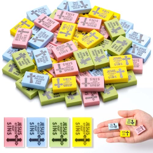 Dunzoom Mini-Radierer für Kinder, christlich, klein, pastell, religiös, Bibel, Jesus löscht unsere Sünden, Radiergummi für Kirche, Sonntag, Schulbedarf, 60 Stück Dunzoom Mini-Radierer für Kinder, christlich, klein, pastell, religiös, Bibel, Jesus löscht unsere Sünden, Radiergummi für Kirche, Sonntag, Schulbedarf, 60 Stück von Dunzoom