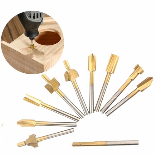 10 Stück HSS Fräser Set, HSS hohe Härte Rotary Holzschnitzerei Fräser Set mit 1/8-Zoll-Schaft, Mehrzweck Fräser Set, für Heimwerker, Holzarbeiten, Schnitzen, Gravieren, 10 Stück HSS Fräser Set, HSS hohe Härte Rotary Holzschnitzerei Fräser Set mit 1/8-Zoll-Schaft, Mehrzweck Fräser Set, für Heimwerker, Holzarbeiten, Schnitzen, Gravieren, von Duokon