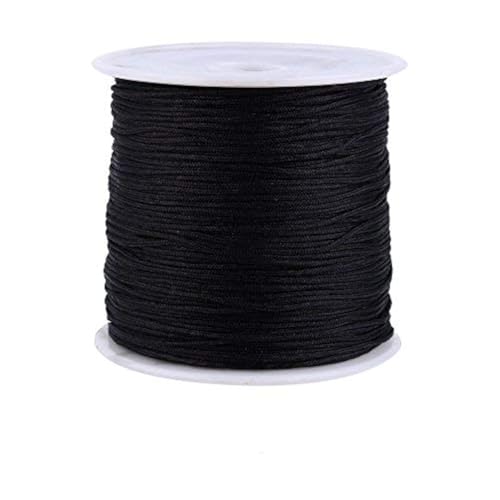 Schwarze Nylonschnur,roll-Rattail Satin 0, 8 mm schwarz-Duokon Nylonschnur für chinesische Knoten, 100 m x 0, 8 mm, chinesische Knotenschnur, Rattail, Makramee, Shamballa-Faden, Schwarz von Duokon