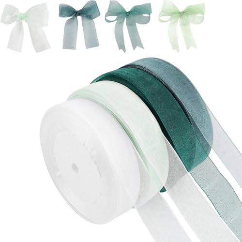 Duoleimi Geschenkbänder Schleifenband Seidenband Breit Set - 4 Rollen 45m Chiffonband Organzaband Satinband Grünes Hochzeit Dekoband Bänder zum Basteln in Aquagrün, Dunkelgrün, Graugrün, Weiß Duoleimi Geschenkbänder Schleifenband Seidenband Breit Set - 4 Rollen 45m Chiffonband Organzaband Satinband Grünes Hochzeit Dekoband Bänder zum Basteln in Aquagrün, Dunkelgrün, Graugrün, Weiß von Duoleimi