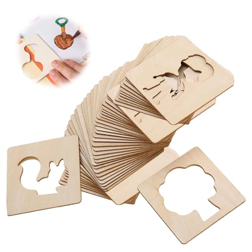 Duoleimi Zeichenschablonen Kinder - Set mit 60 Malschablonen, Holz Kreideschablonen, pädagogische DIY-Malschablonen für Kinder, ideal für Kunsthandwerk und Malvorlagen. Duoleimi Zeichenschablonen Kinder - Set mit 60 Malschablonen, Holz Kreideschablonen, pädagogische DIY-Malschablonen für Kinder, ideal für Kunsthandwerk und Malvorlagen. von Duoleimi