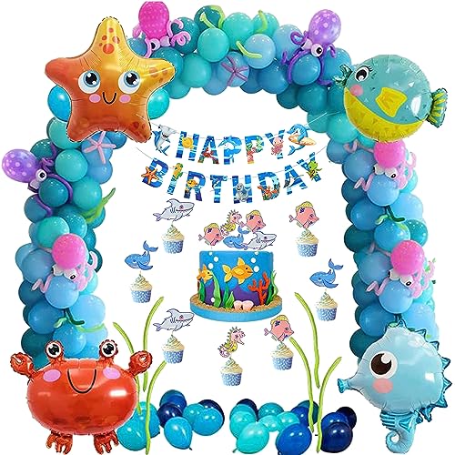 Meerestiere Luftballons Shark Folienballons Ozean Tier Alles Gute zum Geburtstag Banner Kuchen Topper für Kindergeburtstag Deko Meerestiere Luftballons Shark Folienballons Ozean Tier Alles Gute zum Geburtstag Banner Kuchen Topper für Kindergeburtstag Deko von Duonome