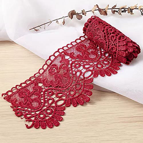 1 Yard 10cm Breite Milchseide Vintage Spitzenborte Spitzenband Spitzenbordüre Stickerei Dekoband Zierband Spitze Blumenband Borte für Nähen Handwerk Dessous Hochzeitskleid Hochzeit Haus Deko,Weinrot 1 Yard 10cm Breite Milchseide Vintage Spitzenborte Spitzenband Spitzenbordüre Stickerei Dekoband Zierband Spitze Blumenband Borte für Nähen Handwerk Dessous Hochzeitskleid Hochzeit Haus Deko,Weinrot von Duories