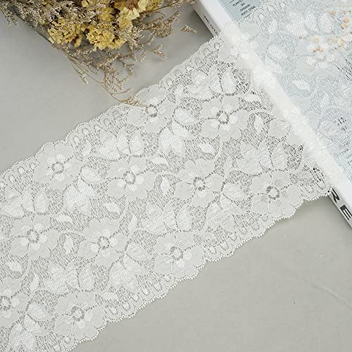 1 Yard Elastizität Spitzenband Spitzenbordüre,16cm Bunte Spitzen-Blumen Borte Dekoband Zierspitze Zierband Spitzenstoff Spitzenborte zum Nähen Deko für Kleidung Unterwäsche Tischdeko,Creme von Duories