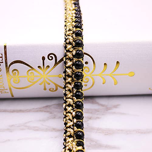 1 Yard Perlenband Vintage 1,5 cm breit Glitzer Gold Kordelband Dekoband Zierband Geschenkband für Hochzeit Deko DIY Handwerk Kleidung Rucksack Haarschmuck Nähzubehör von Duories