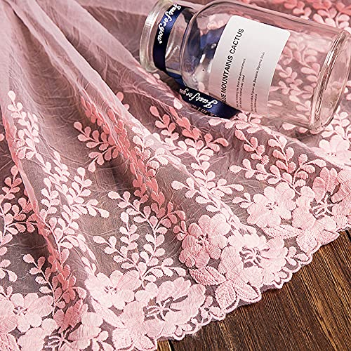 1 Yard Vintage Bestickter Spitzenbesatz Spitzenborte Dekoband Spitzenband Spitzenbordüre Zierband Spitzenstoff für Nähen Brautschleiern Petticoats Hochzeitskleid Hochzeit Deko 32cm Breite,A Rosa von Duories