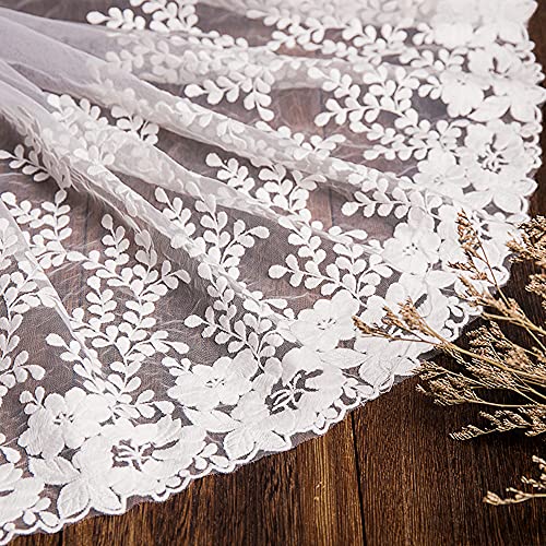 1 Yard Vintage Bestickter Spitzenbesatz Spitzenborte Dekoband Spitzenband Spitzenbordüre Zierband Spitzenstoff für Nähen Brautschleiern Petticoats Hochzeitskleid Hochzeit Deko 32cm Breite,A Weiß von Duories