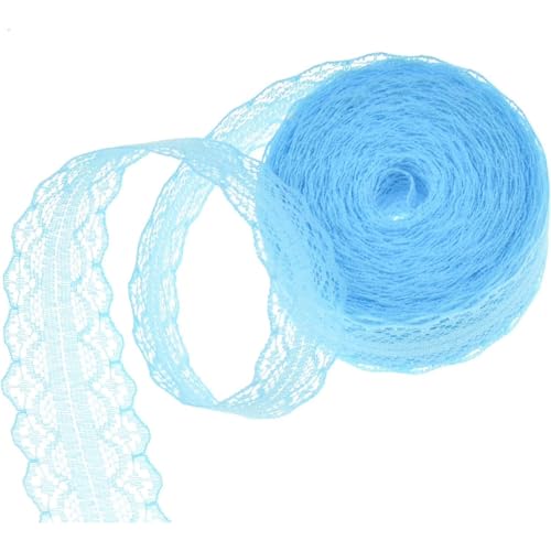 10 M Nichtelastische Spitzenbesatz Stoff Spitzenband Spitzenbordüre,Geschenkband Spitzenborte Meterware,Für DIY Basteln Nähen Weihnachten Hochzeit Deko Tischdeko Geschenkverpackung,Hellblau von Duories