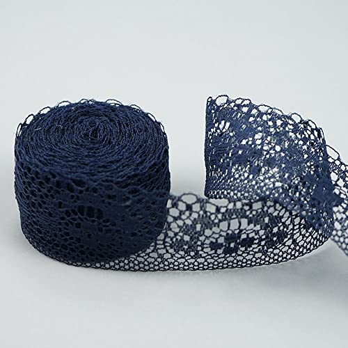 10 M Spitzenbordüre Spitzenband, Breite 4cm Vintage Spitzen Band Geschenkband Dekoband Spitzenborte Zum Basteln Nähen Weihnachten Ostern Hochzeit Geschenkverpackung Tischdeko DIY Handwerk,Navy blau von Duories