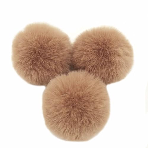 10 STK 10cm Pompons Kunstfell Kaninchenfell Fellbommel,Kunstpelz Pom Pom Ball Plüschbälle Bommeln für DIY Handwerk Mützen Anhänger Dekoration Damen Mädchen Taschenanhänger Schlüsselanhänger,Kamel von Duories