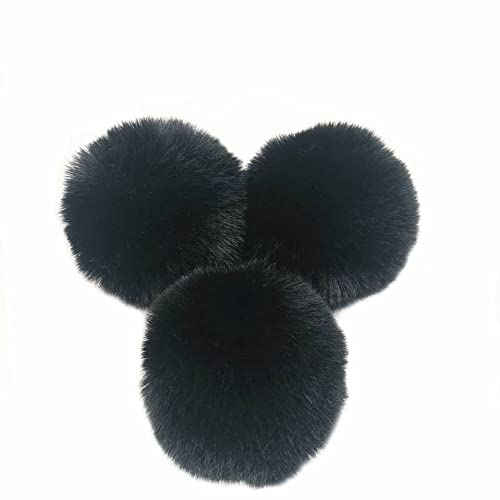 10 STK 6cm Pompons Kunstfell Kaninchenfell Fellbommel,Kunstpelz Pom Pom Ball Plüschbälle Bommeln für DIY Handwerk Mützen Anhänger Dekoration Damen Mädchen Taschenanhänger Schlüsselanhänger,Schwarz von Duories