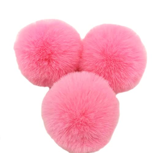 10 STK 6cm Pompons Kunstfell Kaninchenfell Fellbommel,Kunstpelz Pom Pom Ball Plüschbälle Bommeln für DIY Handwerk Mützen Anhänger Dekoration Damen Mädchen Taschenanhänger Schlüsselanhänger,Rosa von Duories