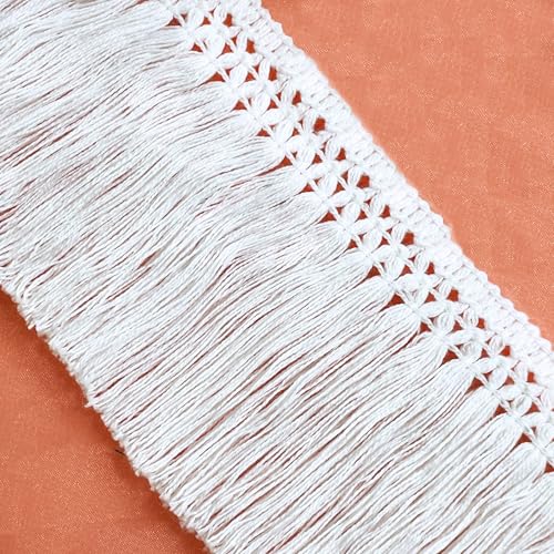 10 Yard 8cm Breit Baumwolle Quaste Fransen Quasten DIY Zubehör Fransenborte Quaste Baumwollspitze für Bekleidungszubehör Nähen Handwerk Hochzeit Deko Handwerk & Dekoration, Weiß von Duories