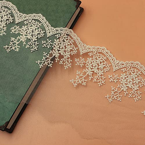 10 Yard Vintage Blumen Stickerei Spitze Tüllstoff,11cm Spitzenband Spitzenborte Dekoband Spitzenbordüre Spitze Geschenkband Zierband für Hochzeit DIY Basteln Nähen Geschenkverpackung,Beige von Duories