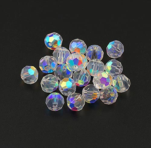 100 Stück Facettierte Perlen Glasperlen Glitzerperlen Rhombe Rund Bunt Deko Polished Perlen DIY Glas Kristall Perlen zum Auffädeln Schmuck Handwerk Armband Halskette Zubehör 10mm, Erdperlen von Duories