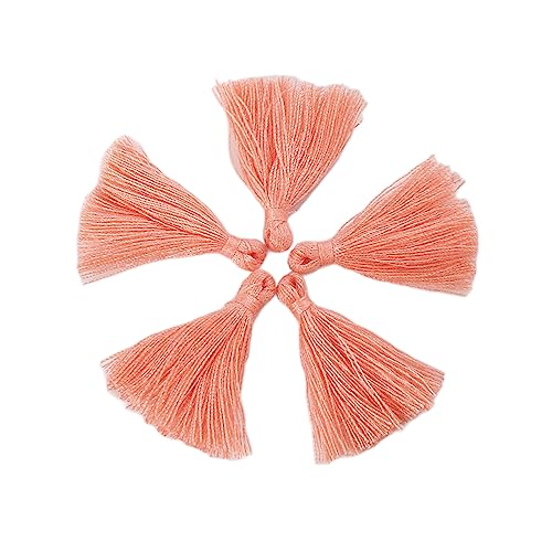 100 Stück Mini-Quasten, 3 cm Handgefertigt Baumwolle klein Quasten Anhänger, Bunte Bastelquasten Troddel für DIY Tasche Ohrring Schmuck Halskettenherstellung DIY Handwerk Zubehör,Champagner-Rosa von Duories