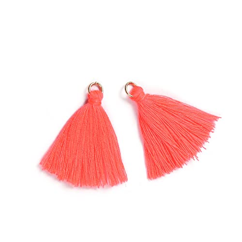 100 Stück Mini Quasten Anhänger,3cm Baumwolle Fransen Tassel Troddel Armband Schlüsselanhänger Basteln Quaste für Ohrringe Schmuckherstellung Taschen Lesezeichen DIY Handwerk Zubehör,Helles Orange von Duories