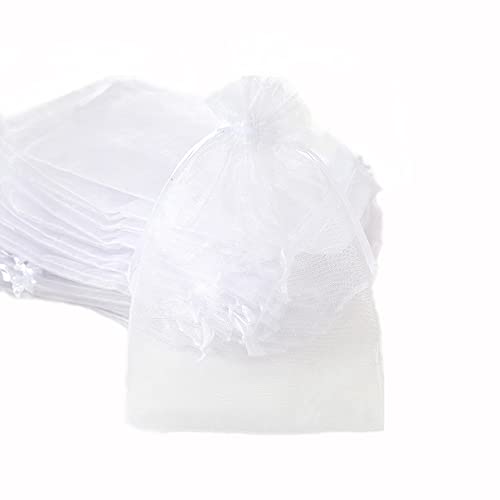 100 Stück Organza Säckchen Zum Befüllen,Organzabeutel Geschenkbeutel Kordelzug Säckchen Organzasäckchen für Festival Party Hochzeit Bonbonsbeutel,Schmuckbeutel Lavendel Geschenk Säckli,7x9cm Weiß von Duories