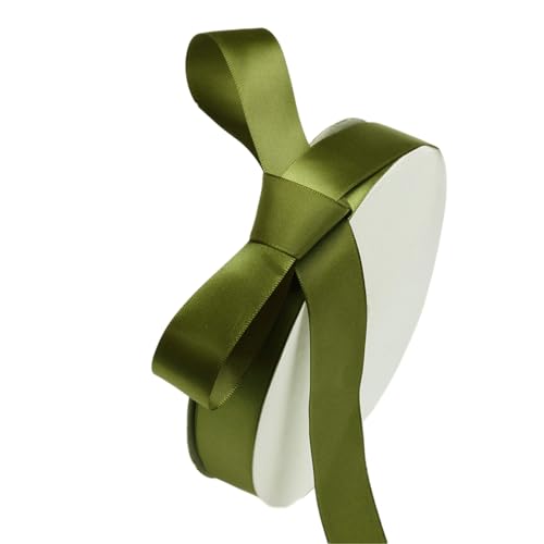 100 Yard Satinband Schleifenband Geschenkband Bänder zum Basteln,Stoffband Ringelband Dekoband Bögen für Weihnachten Hochzeit Valentinstag Taufe Geburtstags Party Geschenk Verpackung,10mm Armeegrün von Duories