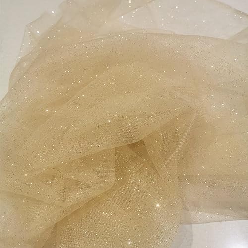 100cm x 150cm Soft Glitzer Tüllstoff Netzstoff zum Nähen, Bling Tüll Mash Stoffe Dekostoff für DIY Basteln Bekleidung Tüllrock Hochzeitskleid Schleier Vorhänge Tischdecken Hochzeit Party Deko,Gold von Duories