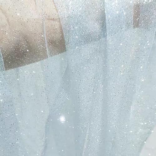 100cm x 150cm Soft Glitzer Tüllstoff Netzstoff zum Nähen, Bling Tüll Mash Stoffe Dekostoff für DIY Basteln Bekleidung Tüllrock Hochzeitskleid Schleier Vorhänge Tischdecken Hochzeit Party Deko,Hellblau von Duories