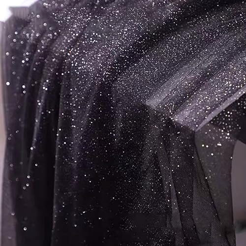 100cm x 150cm Soft Glitzer Tüllstoff Netzstoff zum Nähen, Bling Tüll Mash Stoffe Dekostoff für DIY Basteln Bekleidung Tüllrock Hochzeitskleid Schleier Vorhänge Tischdecken Hochzeit Party Deko,Schwarz von Duories