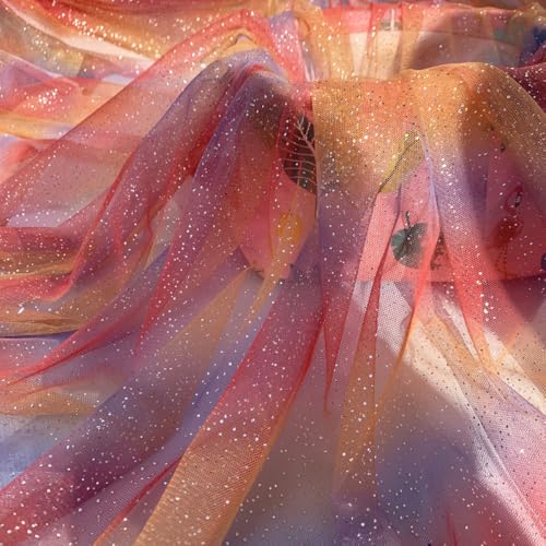 100cm x 150cm Soft Mash Stoff Meterware, Regenbogen Tüllstoff Netzstoff zum Nähen Meterware, Dekostoff Tüll Stoff zum Basteln Bekleidung Gardine Vorhänge Tischdecken Hochzeit Party,Rot Orange Lila 100cm x 150cm Soft Mash Stoff Meterware, Regenbogen Tüllstoff Netzstoff zum Nähen Meterware, Dekostoff Tüll Stoff zum Basteln Bekleidung Gardine Vorhänge Tischdecken Hochzeit Party,Rot Orange Lila von Duories