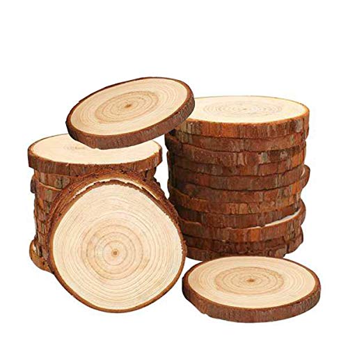 10Stk Natürliche Holzscheiben 5-6cm Rund Unbehandelte Holz ​Log Scheiben Ungebohrte Holzkreise Baumscheibe Holz-Scheiben Holzdeko mit Rinde für DIY Basteln Weihnachtsschmuck Hochzeit Tischdekoration von Duories