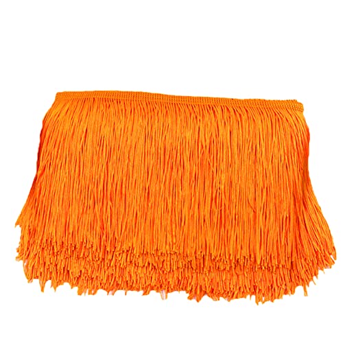10cm x 10m Fransenborte Fransenbordüre Fransenband Dekoband Tanzfransen Schnittfranse Seide Quaste Fransen-Borten Bänder zum Nähen,DIY Basteln,Kleidung Dessous Kostüme Vorhänge Dekoration,Orange B von Duories