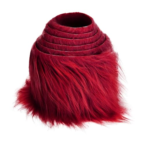 10cmx150cm Flauschige Kunstpelzband Kunstfell Band Fellstoff,Furry Faux Pelz Stoff Dekoband Zierband Plüsch Trim Plüschstoff Plüschband Borten Bänder zum Nähen Nähen Kleidung Weihnachtsdeko,Weinrot von Duories