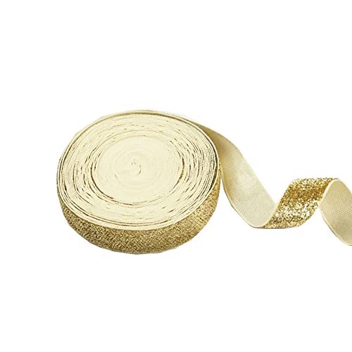 10m Samtband Samtbänder,10mm Glitter Samtborte Samt Dekoband Geschenkband Schleifenband Schmuckband Zierband Dekoband für DIY Nähen Stirnbänder Hochzeit Geburtstag Weihnachtsgeschenkverpackung,Gold von Duories