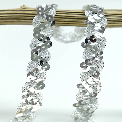 12 Meter 18mm Glitzer Pailletten Spitzenband Paillettenband Spitzenborte Geflochten Dekoband Zierband Borten Bänder Pailletten Bänder Trim Bortenband für DIY Nähen Kostüme Handwerk Verzierungen,Silber 12 Meter 18mm Glitzer Pailletten Spitzenband Paillettenband Spitzenborte Geflochten Dekoband Zierband Borten Bänder Pailletten Bänder Trim Bortenband für DIY Nähen Kostüme Handwerk Verzierungen,Silber von Duories