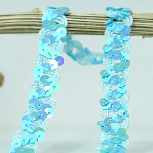 12 Meter 18mm Glitzer Pailletten Spitzenband Paillettenband Spitzenborte Geflochten Dekoband Zierband Borten Bänder Pailletten Bänder Trim Bortenband für DIY Nähen Kostüme Handwerk Deko,Himmelblau von Duories